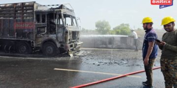 जळगाव बायपासवर धावत्या ट्रकला आग; अग्निशमन दलाच्या तत्परतेने मोठा अनर्थ टळला