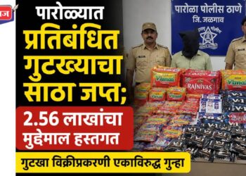 पारोळ्यात प्रतिबंधित गुटख्याचा साठा जप्त; २.५६ लाखांचा मुद्देमाल हस्तगत