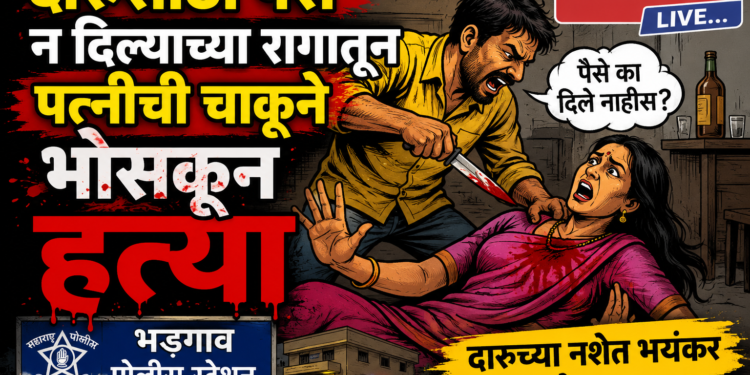 दारूसाठी पैसे न दिल्याच्या रागातून पत्नीची चाकूने भोसकून हत्या  