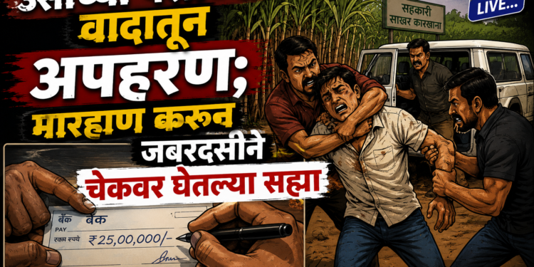 उसाच्या पैशांच्या वादातून अपहरण; मारहाण करून जबरदस्तीने चेकवर घेतल्या सह्या