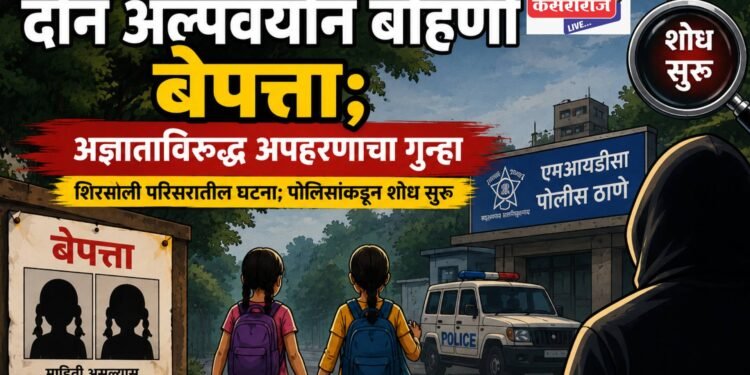 दोन अल्पवयीन बहिणी बेपत्ता; अज्ञाताविरुद्ध अपहरणाचा गुन्हा