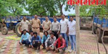 बोरी नदीपात्रावर पोलिसांचा पहाटेचा छापा; अवैध वाळू वाहतुकीचे सहा ट्रॅक्टर जप्त