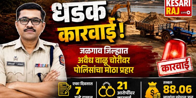 धडक कारवाई! जळगाव जिल्ह्यात अवैध वाळू चोरीवर पोलिसांचा मोठा प्रहार