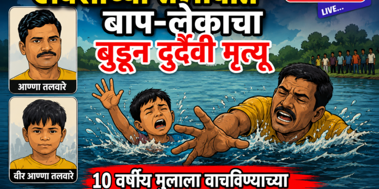 खवशीच्या तलावात बाप-लेकाचा बुडून दुर्दैवी मृत्यू