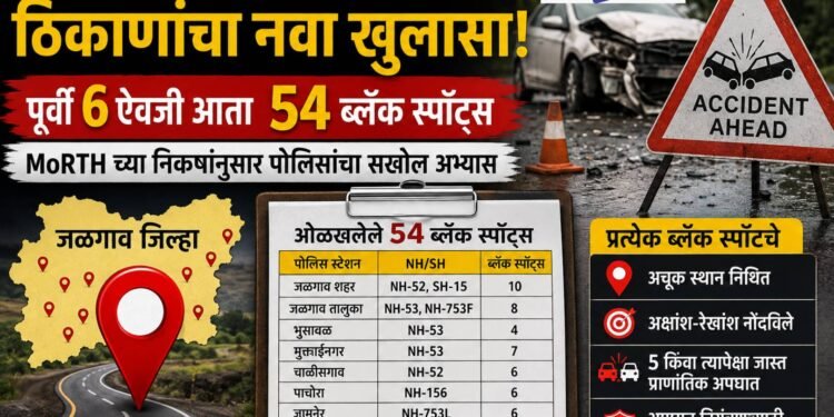 जळगाव जिल्ह्यात ६ ऐवजी तब्बल ५४ ‘ब्लॅक स्पॉट्स’; पोलिसांचा अपघातप्रवण ठिकाणांचा नव्याने सखोल अभ्यास