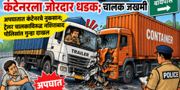 नशिराबाद बायपासवर ट्रेलरची कंटेनरला जोरदार धडक; चालक जखमी