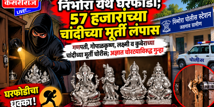 निंभोरा येथे घरफोडी; ५७ हजारांच्या चांदीच्या मूर्ती लंपास