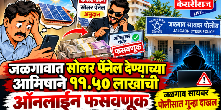 जळगावात सोलर पॅनेल देण्याच्या आमिषाने ११.५० लाखांची ऑनलाइन फसवणूक