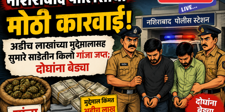 नशिराबाद पोलिसांची मोठी कारवाई: अडीच लाखांच्या मुद्देमालासह सुमारे साडेतीन किलो गांजा जप्त; दोघांना बेड्या