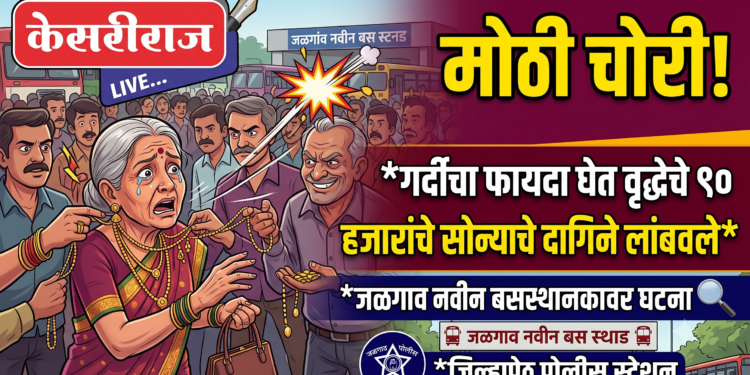 गर्दीचा फायदा घेत वृद्धेचे ९० हजारांचे सोन्याचे दागिने लांबवले
