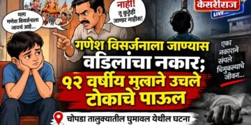 गणेश विसर्जनाला जाण्यास वडिलांचा नकार; १२ वर्षीय मुलाने उचले टोकाचे पाऊल