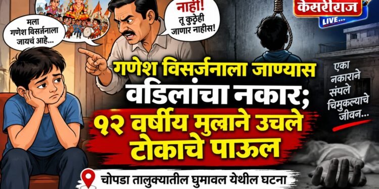 गणेश विसर्जनाला जाण्यास वडिलांचा नकार; १२ वर्षीय मुलाने उचले टोकाचे पाऊल