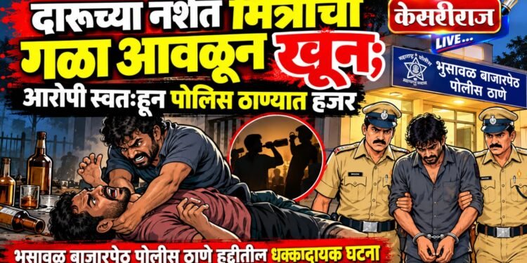 दारूच्या नशेत मित्राचा गळा आवळून खून; आरोपी स्वतःहून पोलिस ठाण्यात हजर