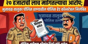 २० हजारांची लाच मागितल्याचा आरोप; भुसावळ तालुका पोलिस ठाण्यातील पोलिस हेड कॉन्स्टेबल निलंबित