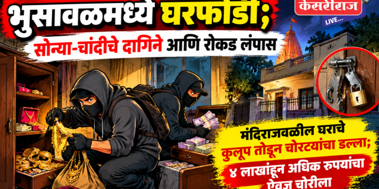 भुसावळमध्ये घरफोडी; सोन्या-चांदीचे दागिने आणि रोकड लंपास