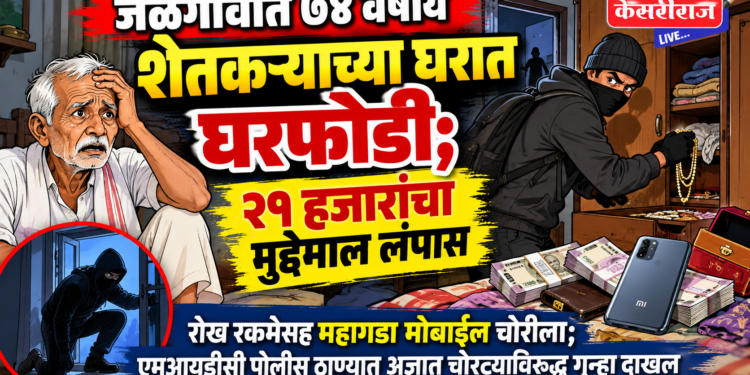जळगावात ७४ वर्षीय शेतकऱ्याच्या घरात घरफोडी; २१ हजारांचा मुद्देमाल लंपास
