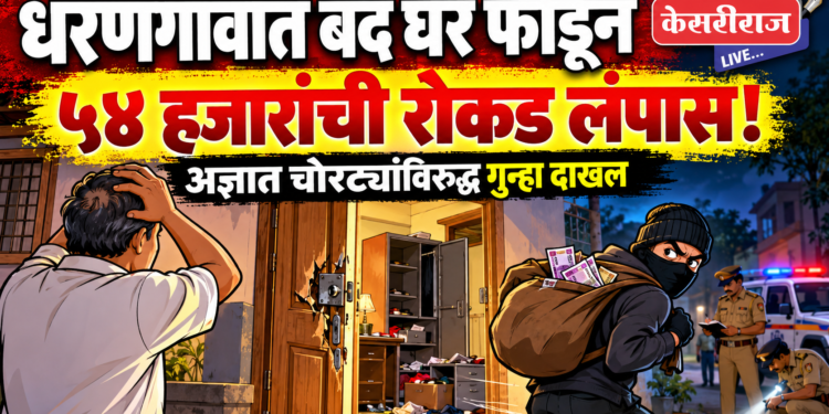 धरणगावात बंद घर फोडून ५४ हजारांची रोकड लंपास; अज्ञात चोरट्यांविरुद्ध गुन्हा दाखल