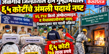 जळगाव जिल्ह्यातील दोन गुन्ह्यांमधील ६५ कोटींचे अंमली पदार्थ नष्ट