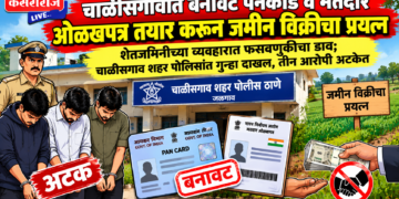 चाळीसगावात बनावट पॅनकार्ड व मतदार ओळखपत्र तयार करून जमीन विक्रीचा प्रयत्न