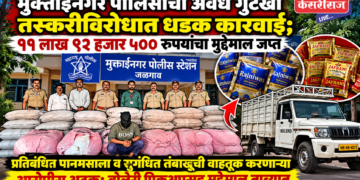 मुक्ताईनगर पोलिसांची अवैध गुटखा तस्करीविरोधात धडक कारवाई; ११ लाख ९२ हजार ५०० रुपयांचा मुद्देमाल जप्त